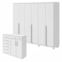 Ver imagem 1 de Conjunto Quarto Guarda-Roupa 6 Portas e Cômoda 8 Gavetas MDF Alonzo Toronto Branco