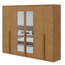 Ver imagem 4 de Kit 2 Peças com Guarda Roupa 6 Portas com Espelho e Cômoda Alonzo e Toronto Marrom Amêndoa Clean