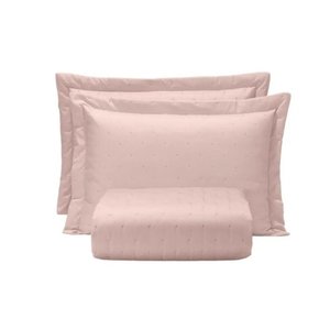 Jogo Cobre Leito Toque de Algodão 250 Fios King 280x260cm - Rosa Tule