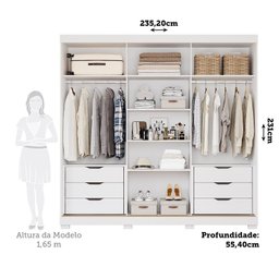 Guarda-Roupa Casal 235cm 3 Portas de Correr com Espelho e Pés 100% MDF Boston Espresso Móveis - 5