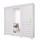 Ver imagem 3 de Guarda-Roupa Casal 235cm 3 Portas de Correr com Espelho e Pés 100% MDF Boston Espresso Móveis Branco