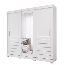 Guarda-Roupa Casal 235cm 3 Portas de Correr com Espelho e Pés 100% MDF Boston Espresso Móveis - 3