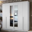 Ver imagem 2 de Kit 2 Peças com Guarda Roupa 6 Portas com Espelho e Cômoda Alonzo e Toronto Branco