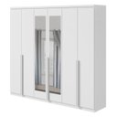 Ver imagem 4 de Kit 2 Peças com Guarda Roupa 6 Portas com Espelho e Cômoda Alonzo e Toronto Branco