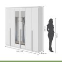 Ver imagem 5 de Kit 2 Peças com Guarda Roupa 6 Portas com Espelho e Cômoda Alonzo e Toronto Branco