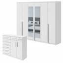 Ver imagem 1 de Kit 2 Peças com Guarda Roupa 6 Portas com Espelho e Cômoda Alonzo e Toronto Branco