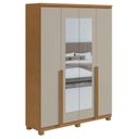 Ver imagem 4 de Conjunto Quarto Closet 4 Portas Espelho e Cômoda 8 Gavetas MDF Alonzo Toronto Amêndoa Clean/Off White