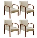 Ver imagem 1 de Kit 4 Poltronas Anita Conjunto Cadeiras Moderna Braço Madeira Bege 370