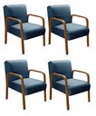 Ver imagem 1 de Kit 4 Poltronas Anita Conjunto Cadeiras Moderna Braço Madeira Azul 330
