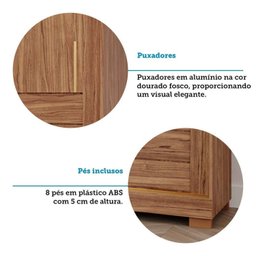 Guarda-Roupa Casal 235cm 3 Portas de Correr com Espelho e Pés 100% MDF Boston Espresso Móveis - 10