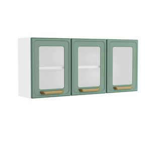 Armário Aéreo de Aço 3 Portas Vidro Verde Bella Bertolini