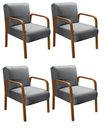 Ver imagem 1 de Kit 4 Poltronas Anita Conjunto Cadeiras Moderna Braço Madeira Cinza 320