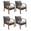 Ver imagem 1 de Kit 4 Poltronas Anita Conjunto Cadeiras Moderna Braço Madeira