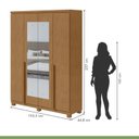Ver imagem 6 de Conjunto Quarto Guarda-Roupa 4 Portas Espelho e Cômoda 8 Gavetas MDF Alonzo Toronto Amêndoa Clean