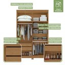 Ver imagem 7 de Conjunto Quarto Guarda-Roupa 4 Portas Espelho e Cômoda 8 Gavetas MDF Alonzo Toronto Amêndoa Clean