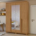 Ver imagem 2 de Conjunto Quarto Guarda-Roupa 4 Portas Espelho e Cômoda 8 Gavetas MDF Alonzo Toronto Amêndoa Clean