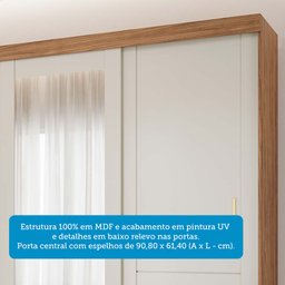 Guarda-roupa Casal 235cm 3 Portas de Correr com Espelho e Pés 100% Mdf Boston Espresso Móveis - 12