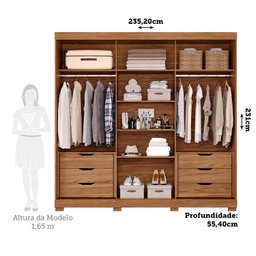 Guarda-roupa Casal 235cm 3 Portas de Correr com Espelho e Pés 100% Mdf Boston Espresso Móveis - 5