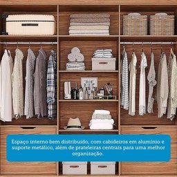 Guarda-roupa Casal 235cm 3 Portas de Correr com Espelho e Pés 100% Mdf Boston Espresso Móveis - 8