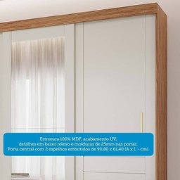 Guarda-roupa Casal 235cm 3 Portas de Correr com Espelho e Pés 100% Mdf Boston Espresso Móveis - 6
