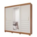 Ver imagem 3 de Guarda-Roupa Casal 235cm 3 Portas de Correr com Espelho e Pés 100% MDF Boston Espresso Móveis Off White/Cinamomo