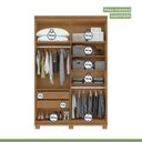 Ver imagem 7 de Conjunto Quarto Guarda-Roupa 4 Portas Espelho e Cômoda 8 Gavetas MDF Alonzo Marrom Amêndoa Clean/Branco