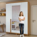 Ver mais imagens de Conjunto Quarto Guarda-Roupa 4 Portas Espelho e Cômoda 8 Gavetas MDF Alonzo Marrom Amêndoa Clean/Branco
