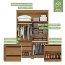 Ver imagem 6 de Conjunto Quarto Guarda-Roupa 4 Portas Espelho e Cômoda 8 Gavetas MDF Alonzo Marrom Amêndoa Clean/Branco