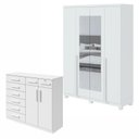 Ver imagem 1 de Kit 2 Peças com Guarda Roupa 4 Portas com Espelho Pés e Cômoda Alonzo e Toronto Branco