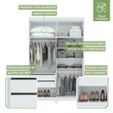 Ver imagem 6 de Kit 2 Peças com Guarda Roupa 4 Portas com Espelho Pés e Cômoda Alonzo e Toronto Branco