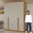 Ver imagem 6 de Conjunto de Guarda-Roupa Solteiro e Cômoda 2 Portas 8 Gavetas Alonzo e Toronto Marrom Amêndoa Clean/Off White
