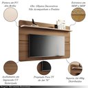 Ver imagem 3 de Painel Suspenso Decorativo Curv 1.8 Tv até 70 Polegadas Sala Estar Castanho/offwhite G26 - Hb Móveis