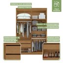 Ver imagem 6 de Conjunto de Guarda-Roupa Solteiro e Cômoda 4 Portas 8 Gavetas Alonzo e Toronto Marrom Amêndoa Clean