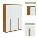 Ver imagem 4 de Conjunto de Guarda-Roupa Solteiro e Cômoda 4 Portas 8 Gavetas MDF Alonzo e Toronto Marrom Amêndoa Clean/Branco