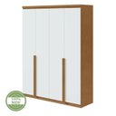 Ver imagem 2 de Conjunto de Guarda-Roupa Solteiro e Cômoda 4 Portas 8 Gavetas MDF Alonzo e Toronto Marrom Amêndoa Clean/Branco