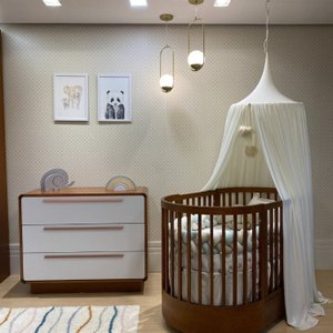 Berço Wave Evolutivo 3 em 1 com Colchão Fase 1 e Fase 2 e Cômoda  Mel com