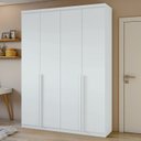 Ver imagem 2 de Conjunto de Guarda-Roupa Solteiro e Cômoda 2 Portas 8 Gavetas Toronto Branco