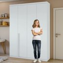 Ver mais imagens de Conjunto de Guarda-Roupa Solteiro e Cômoda 2 Portas 8 Gavetas Toronto Branco