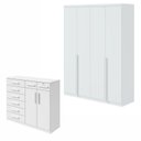 Ver imagem 1 de Conjunto de Guarda-Roupa Solteiro e Cômoda 2 Portas 8 Gavetas Toronto Branco