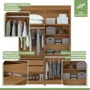 Ver imagem 7 de Conjunto Quarto Guarda-Roupa 4 Portas e Cômoda 8 Gavetas MDF Alonzo Toronto Amêndoa Clean/Off White