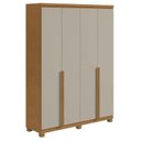 Ver imagem 4 de Conjunto Quarto Guarda-Roupa 4 Portas e Cômoda 8 Gavetas MDF Alonzo Toronto Amêndoa Clean/Off White