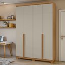 Ver imagem 2 de Conjunto Quarto Guarda-Roupa 4 Portas e Cômoda 8 Gavetas MDF Alonzo Toronto Amêndoa Clean/Off White