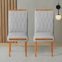 Ver imagem 2 de Kit 2 Cadeiras Estofadas de Jantar Azaléia - Mdf em Linho Pés em Madeira - Vintage Decor - Prata