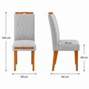 Ver imagem 3 de Kit 2 Cadeiras Estofadas de Jantar Azaléia - MDF em Linho Pés em Madeira - Vintage Decor - Prata