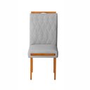 Ver imagem 3 de Kit 2 Cadeiras Estofadas de Jantar Azaléia - Mdf em Linho Pés em Madeira - Vintage Decor - Prata