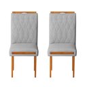 Ver imagem 1 de Kit 2 Cadeiras Estofadas de Jantar Azaléia - Mdf em Linho Pés em Madeira - Vintage Decor - Prata