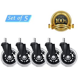 Kit 5 Rodas Cadeira Escritório Pino 11mm Anti Risco - 5