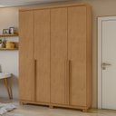 Ver imagem 2 de Conjunto Quarto Guarda-Roupa 4 Portas e Cômoda 8 Gavetas MDF Alonzo Toronto Marrom Amêndoa Clean