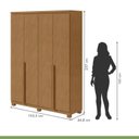 Ver imagem 7 de Conjunto Quarto Guarda-Roupa 4 Portas e Cômoda 8 Gavetas MDF Alonzo Toronto Marrom Amêndoa Clean