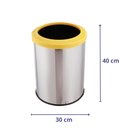 Ver imagem 2 de Lixeira Redonda Inox 30 Litros Com Aro Plástico Reciclável - Amarelo